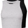 2 PackTopLight Grey/Black Donna T-shirt E Top EVF21D01W-C11