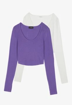 Even&Odd 2 PackMaglietta A Manica LungaOff-White/Purple Donna T-shirt E Top EV421D26A-A11 -Fashion 4eb97c102c8f482189e1bac3fb4ccc3e