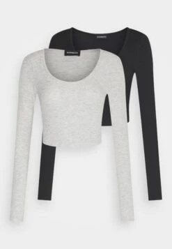 2 PackMaglietta A Manica LungaBlack/Mottled Grey Donna T-shirt E Top EVF21D04X-Q11 -Fashion 577949edbe714a15bdd8bc7de045752a