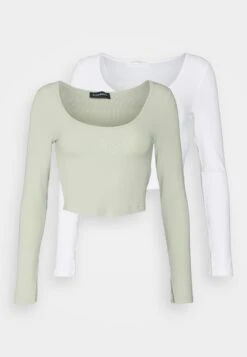 2 PackMaglietta A Manica Lunga001White_601Light Green Donna T-shirt E Top EVF21D04X-A11 12 2 PackMaglietta A Manica Lunga001White_601Light Green Donna T-shirt E Top EVF21D04X-A11 -Fashion 5badd8d1363a4ae493549174236511ce