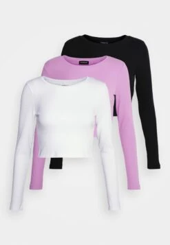 3 PackMaglietta A Manica LungaBlack/White/ Lilac Donna T-shirt E Top EVF21D03J-Q13 -Fashion 73079b948777437891197b37b87150a9
