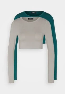 Even&Odd 2 PackMaglietta A Manica LungaGreen/Grey Donna T-shirt E Top EV421D26S-M11 -Fashion 881da8d265c142b5b4e5a6ec565f2b63