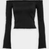 Even&Odd Longsleeve Shoulder DropWhiteTopBlack Donna T-shirt E Top EV421D21C-Q11