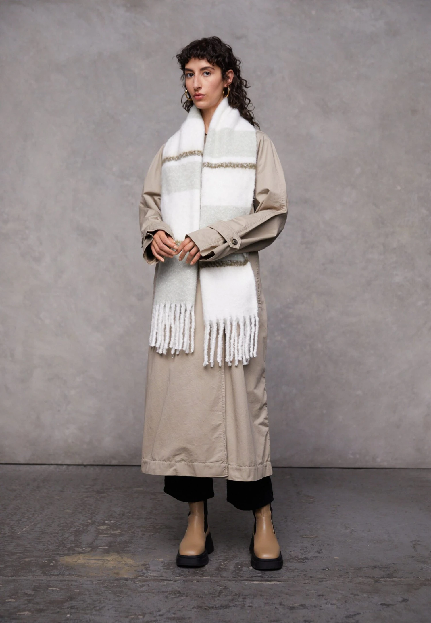 Even&Odd Sciarpa - Green/White 2 Even&Odd Sciarpa - Green/White - immagine 2