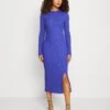 Even&Odd Circ Long Sleeves Midi High Slit Dress - Abito In Maglia - Blue