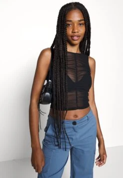 Even&Odd Racer Tule Top TopBlack Donna T-shirt E Top EV421D22D-Q11 -Fashion 9f69128cabe34c67a7c79ecdf8a6a722